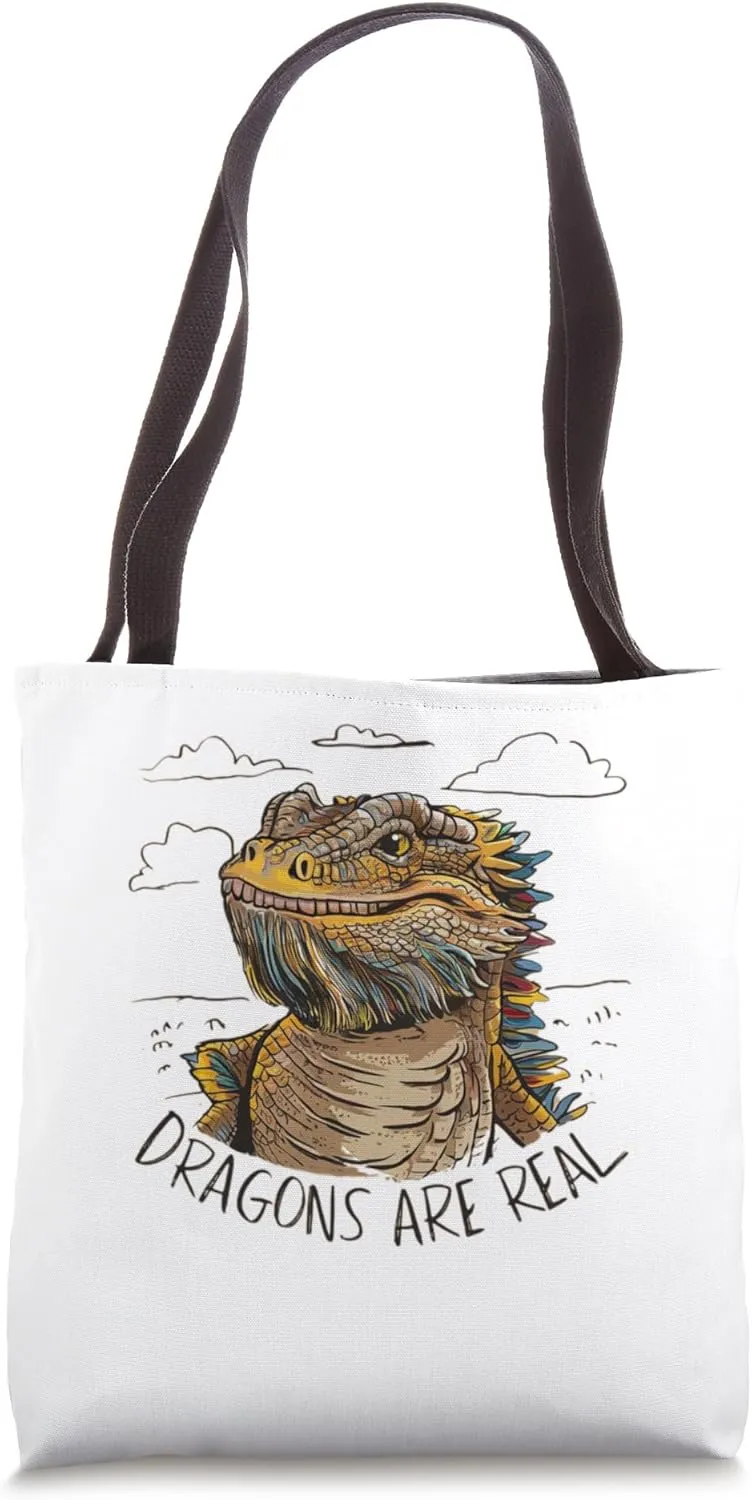 Dragons are real, Bearded dragon, Pogona vitticep, herpetolo Tote Bag