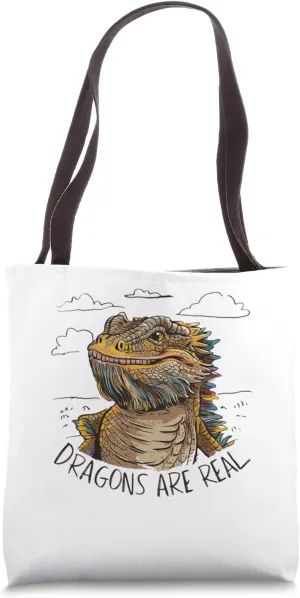 Dragons are real, Bearded dragon, Pogona vitticep, herpetolo Tote Bag