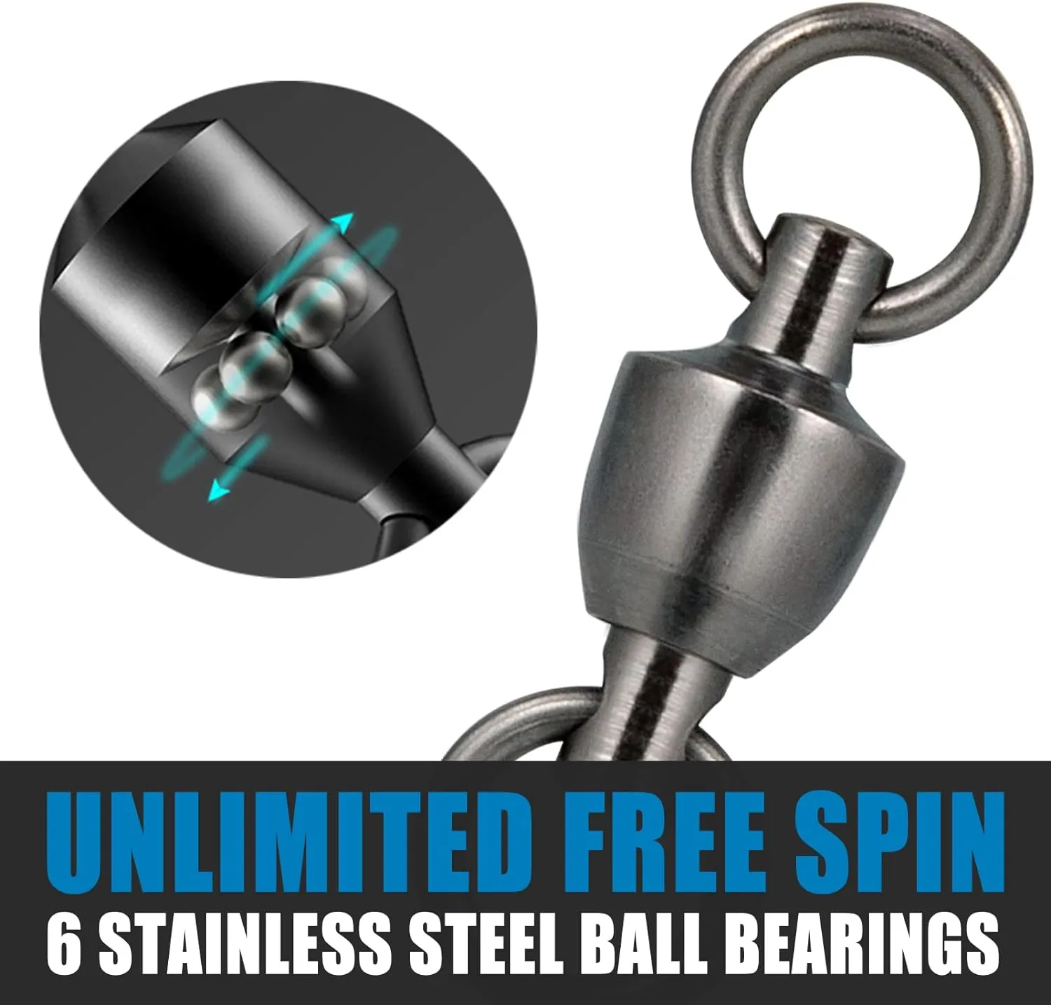 Dr.Fish Ball Bearing Fishing Swivels, Swivels Fishing Tackle Saltwater, Freshwater Stainless Heavy Duty Lure Leader Line Connector