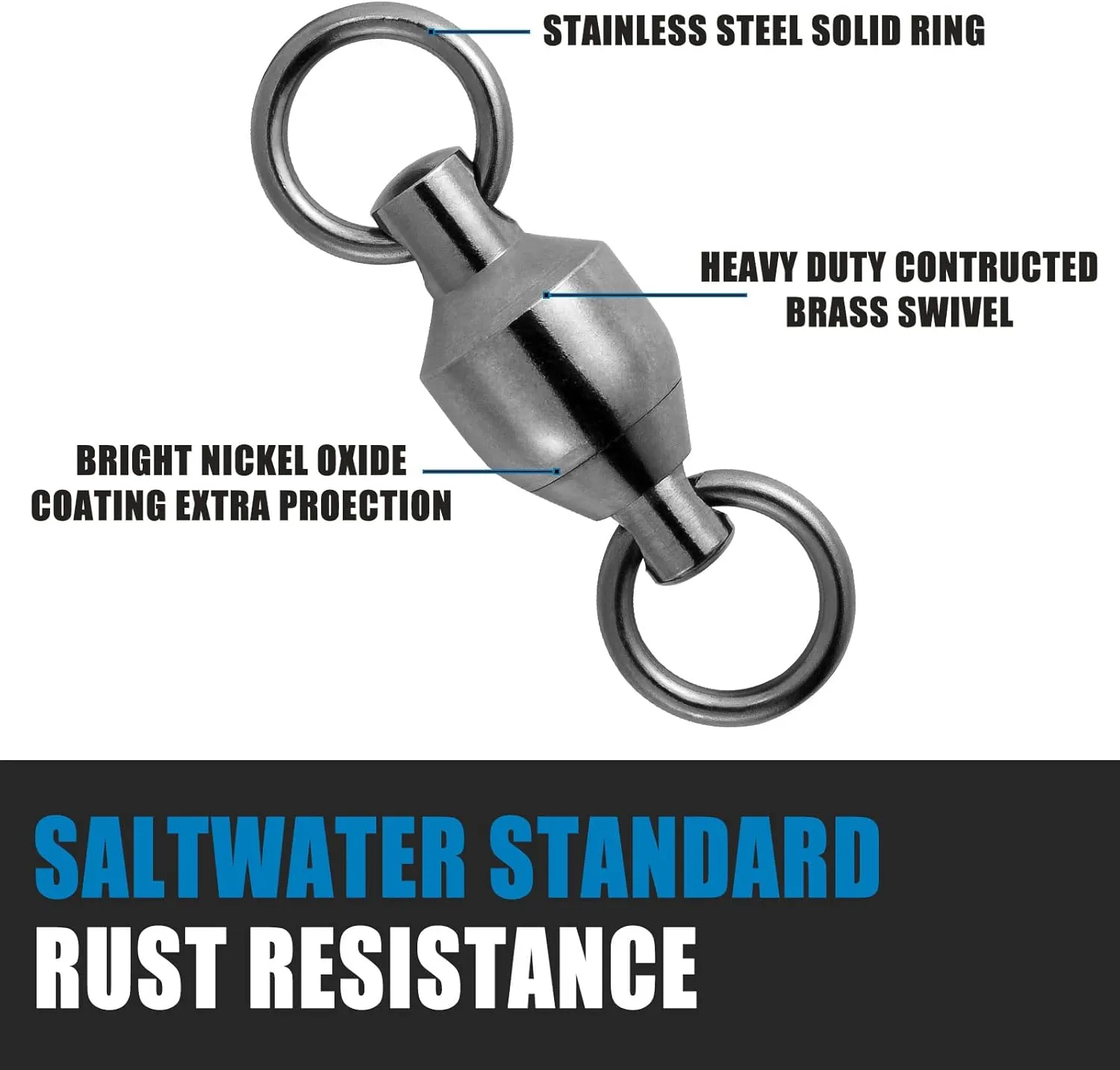 Dr.Fish Ball Bearing Fishing Swivels, Swivels Fishing Tackle Saltwater, Freshwater Stainless Heavy Duty Lure Leader Line Connector