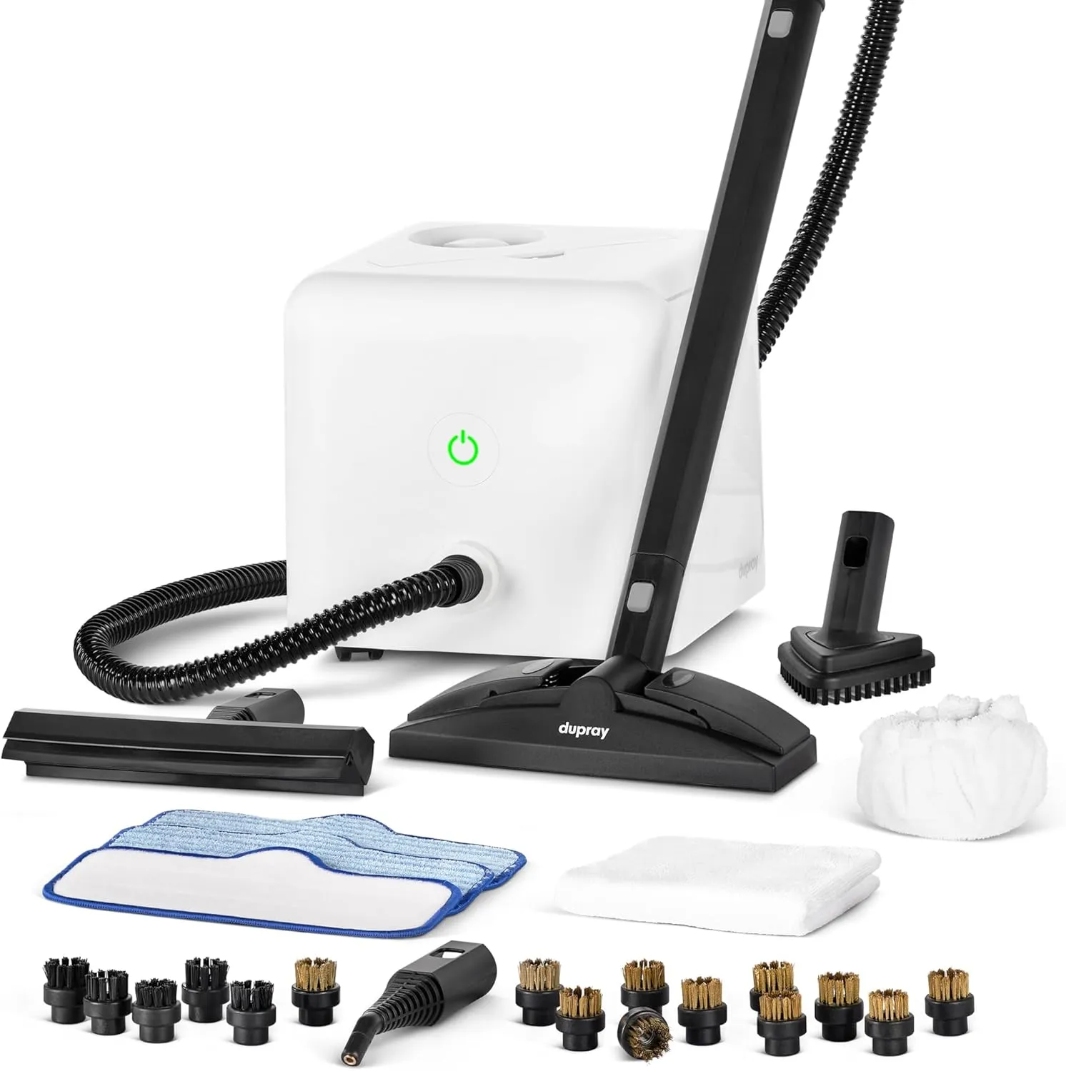 Dupray Neat Steam Cleaner with 27-Piece Accessory Kit – High-Performance Chemical-Free Cleaning for Floors, Cars, Tiles, and More (including a total of 11 brass brushes)
