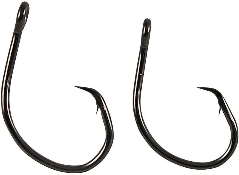 Eagle Claw L2005BPUH6/0 Lazer Circle Sea Mid Wire Offset Hook, Platinum/Black Finish