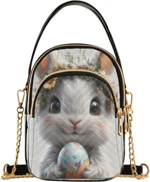 Easter Bunny Rabbit Egg Flower Crossbody Bag for Women Mini Cell Phone Purse Women's Shoulder Handbag