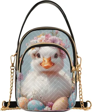 Easter Duck Butterfly Egg Crossbody Bag for Women Mini Cell Phone Purse Women's Shoulder Handbag