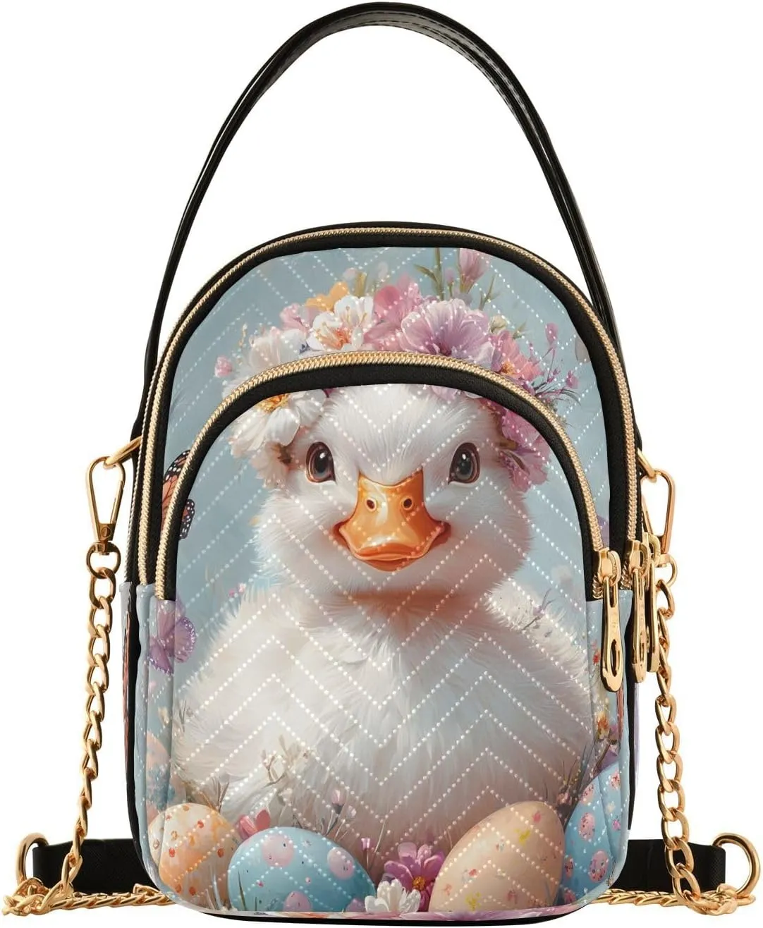 Easter Duck Butterfly Egg Crossbody Bag for Women Mini Cell Phone Purse Women's Shoulder Handbag