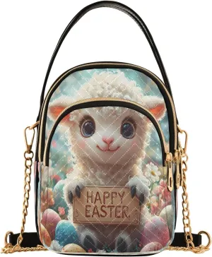 Easter Egg Sheep Flower Crossbody Bag for Women Mini Cell Phone Purse Women's Shoulder Handbag