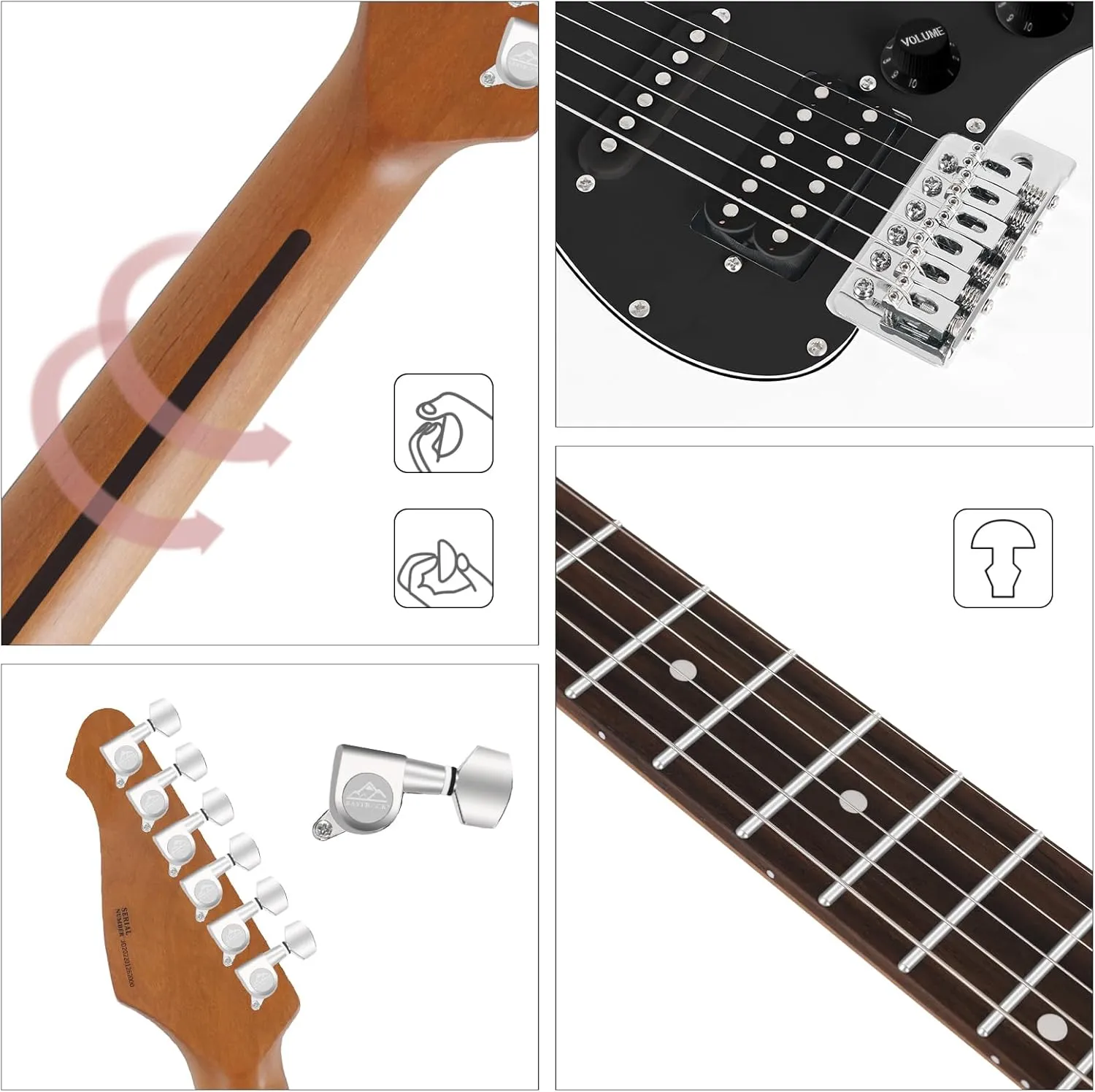 EASTROCK 39 inch Full-Size Electric Guitar Kit for Beginner Starter with 10w Amp, Bag, Capo, Shoulder Strap, String, Cable, Picks. (39" Right Handed, White)
