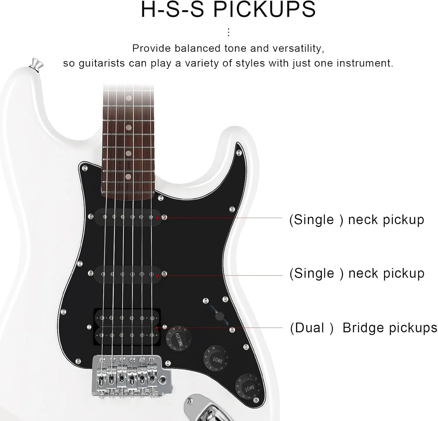 EASTROCK 39 inch Full-Size Electric Guitar Kit for Beginner Starter with 10w Amp, Bag, Capo, Shoulder Strap, String, Cable, Picks. (39" Right Handed, White)