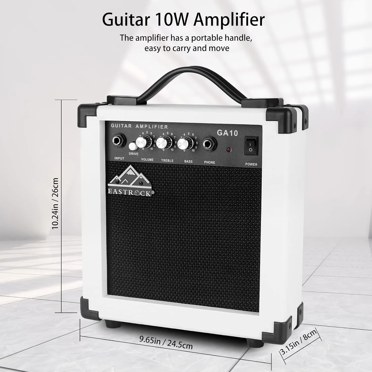 EASTROCK 39 inch Full-Size Electric Guitar Kit for Beginner Starter with 10w Amp, Bag, Capo, Shoulder Strap, String, Cable, Picks. (39" Right Handed, White)