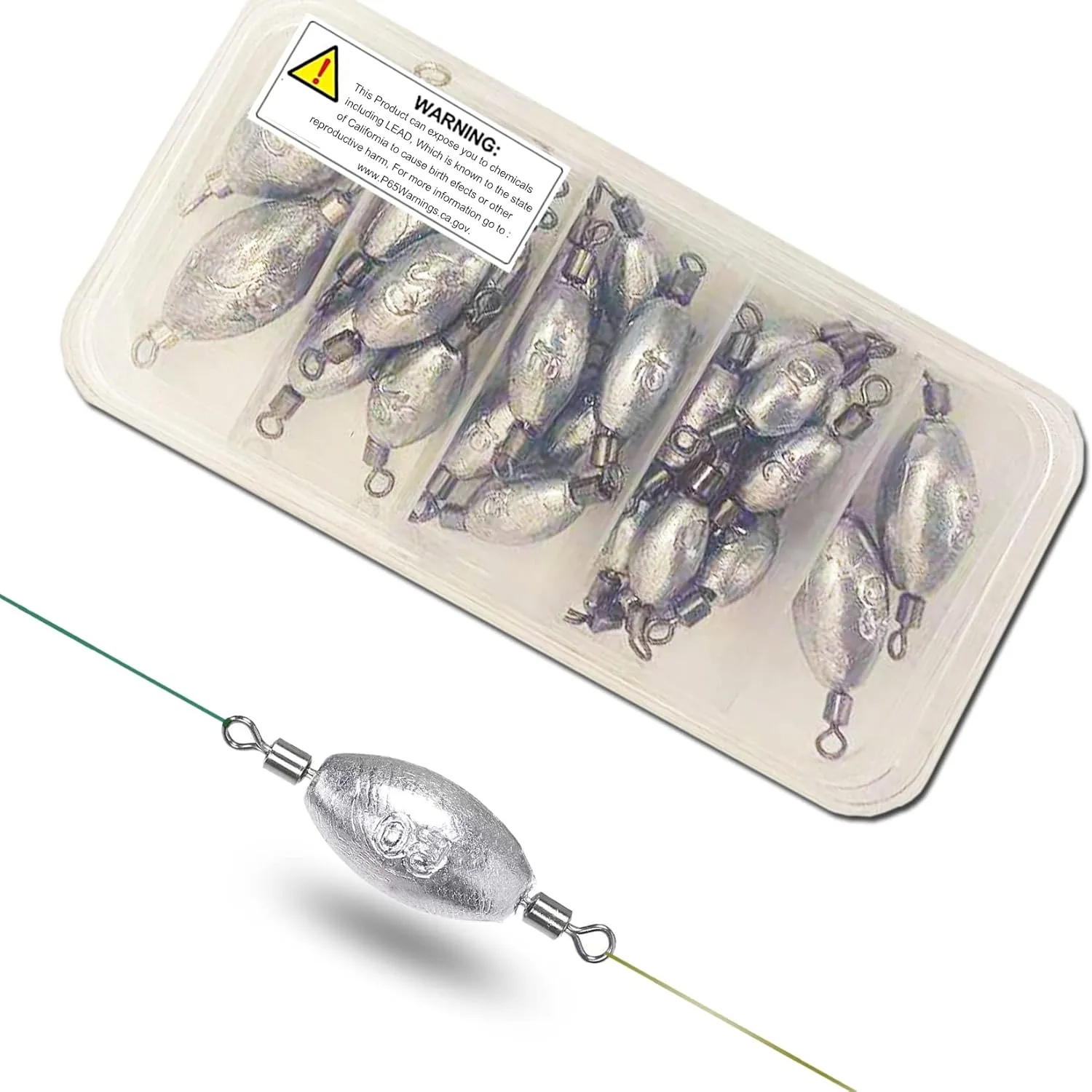 Egg Sinkers Fishing Weights Assorted Olive Egg Bass Casting Gear Kit for Saltwater Bottom Fishing, Gifts for Men