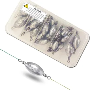 Egg Sinkers Fishing Weights Assorted Olive Egg Bass Casting Gear Kit for Saltwater Bottom Fishing, Gifts for Men