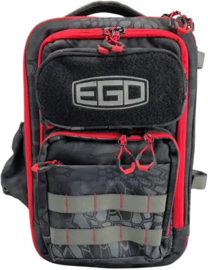 EGO Kryptek Tactical Tackle Box Backpack, Durable Fishing Tool Bag, 1000D Nylon Fabric with PVC Back, Water-Resistant, Multiple Storage Pockets, Laser-Cut Molle Loops, Includes 4 Tackle Trays