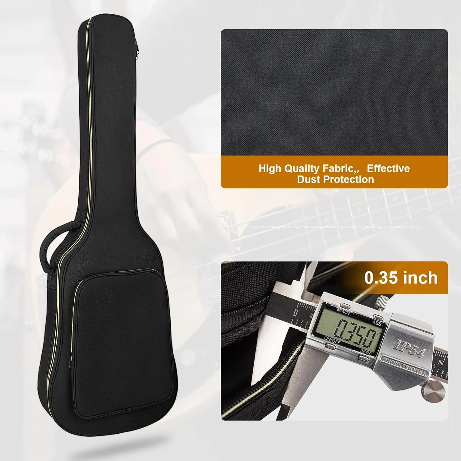 Electric Guitar Bag, Electric Guitar Gig Bag 0.35 Inch Thick Padding Backpack Soft Electric Guitar Bag Dual Adjustable Shoulder Strap Pocket & Back Hanger Loop Black
