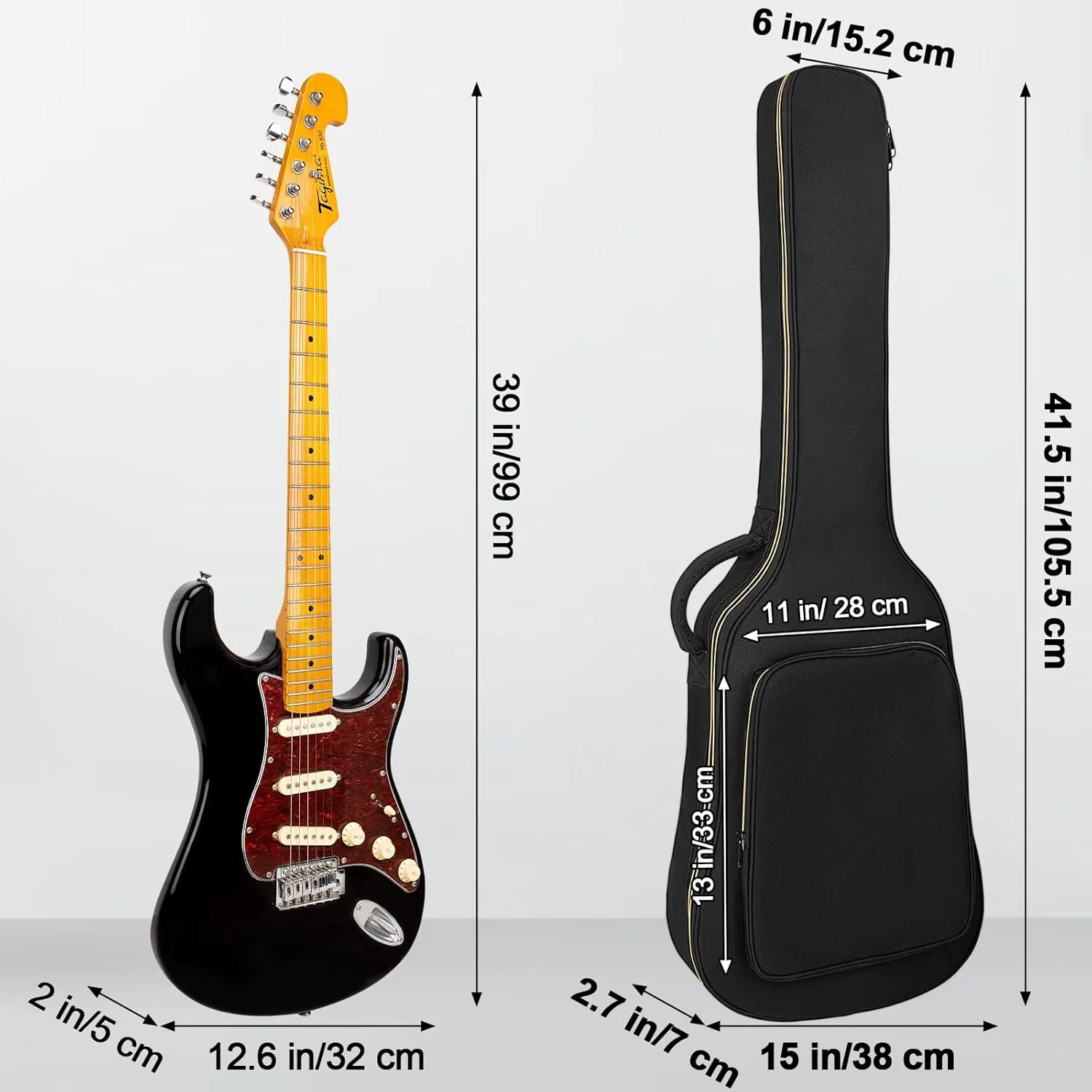Electric Guitar Bag, Electric Guitar Gig Bag 0.35 Inch Thick Padding Backpack Soft Electric Guitar Bag Dual Adjustable Shoulder Strap Pocket & Back Hanger Loop Black