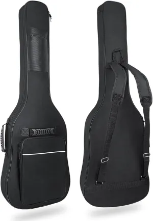 Electric Guitar Gig Bag, Electric Guitar Gig Bag 0.35 Inch Thick Padding Backpack Soft Electric Guitar Bag Dual Adjustable Shoulder Strap Pocket & Back Hanger Loop Black
