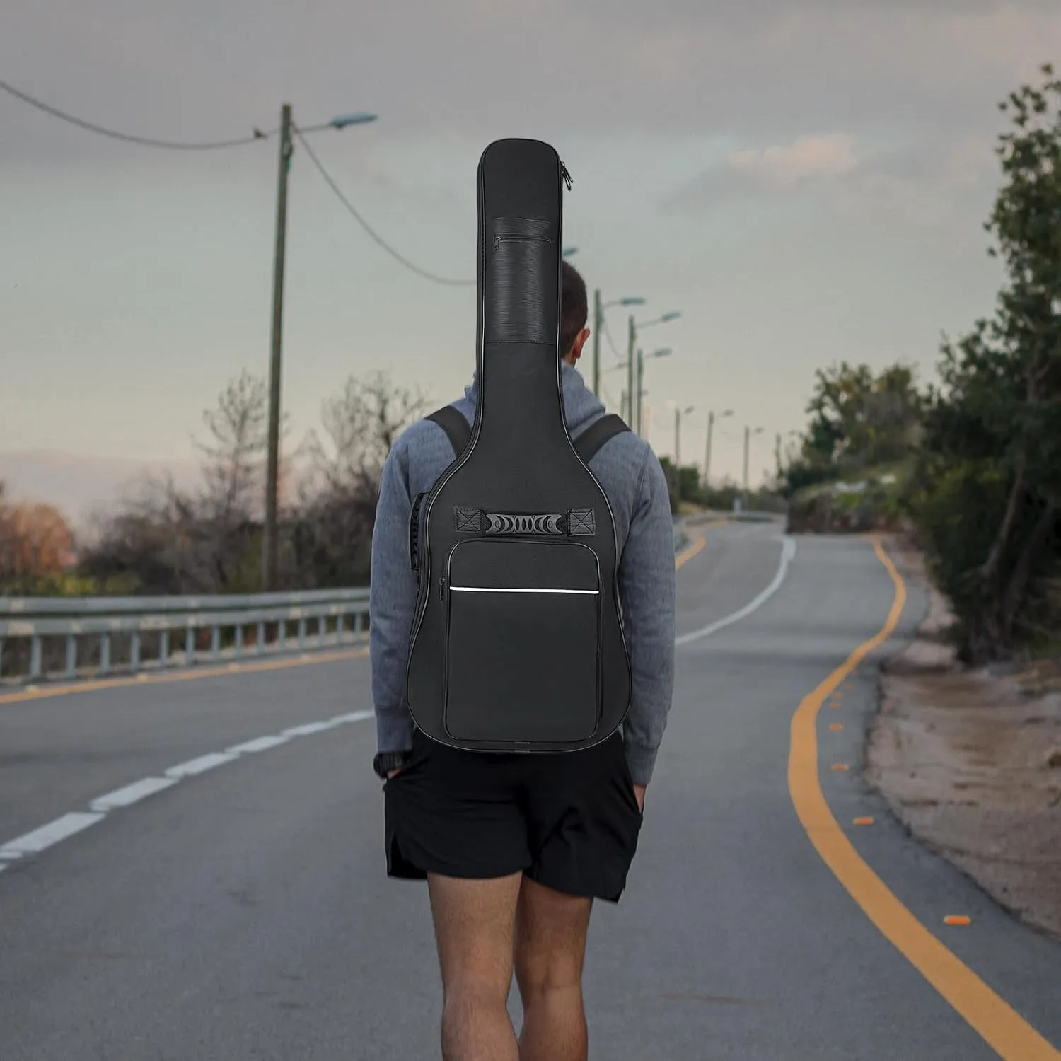 Electric Guitar Gig Bag, Electric Guitar Gig Bag 0.35 Inch Thick Padding Backpack Soft Electric Guitar Bag Dual Adjustable Shoulder Strap Pocket & Back Hanger Loop Black