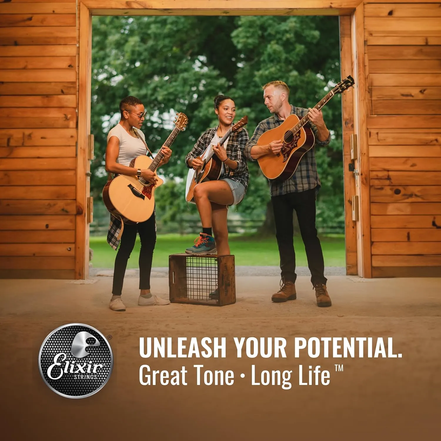 Elixir Strings, Acoustic Guitar Strings, Phosphor Bronze with NANOWEB Coating, Longest-Lasting Rich and Full Tone with Comfortable Feel, 6 String Set, Light/Medium 12-56