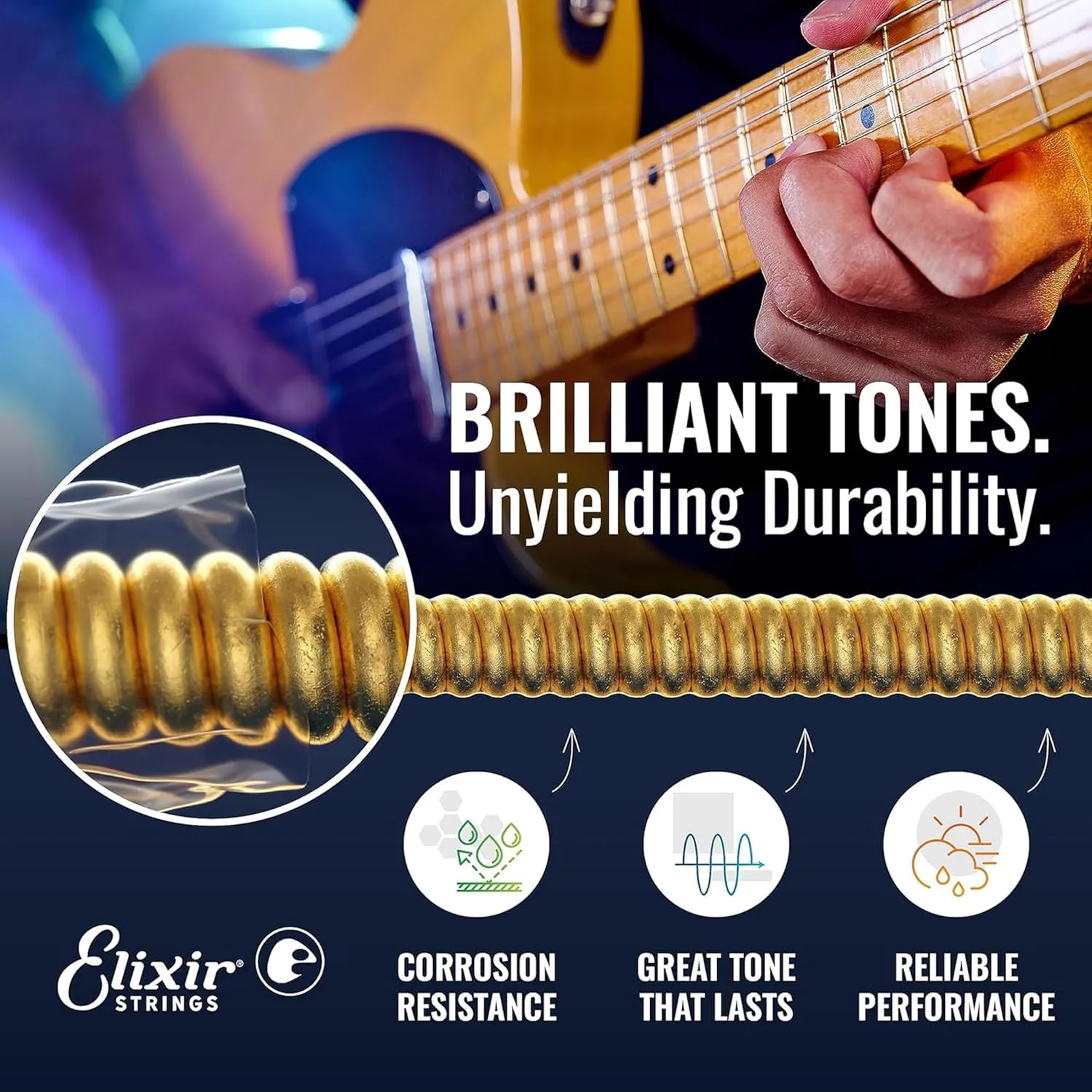 Elixir Strings, Electric Guitar Strings, Nickel Plated Steel with OPTIWEB Coating, Longest-Lasting Crisp Tone with Comfortable Feel, 6 String Set, 3 Pack, Super Light 9-42