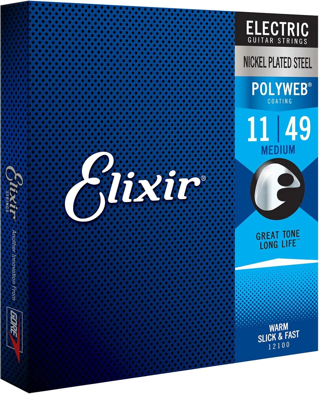 Elixir Strings, Electric Guitar Strings, Nickel Plated Steel with POLYWEB Coating, Longest-Lasting Warm Tone with Comfortable Feel, 6 String Set, Medium 11-49