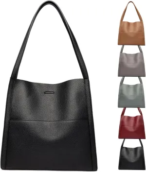 Emboadlie Solid Color Simple Genuine Leather Shoulder Bag, Emboadlie Retro All-Match Vertical Crossbody Bag for Women