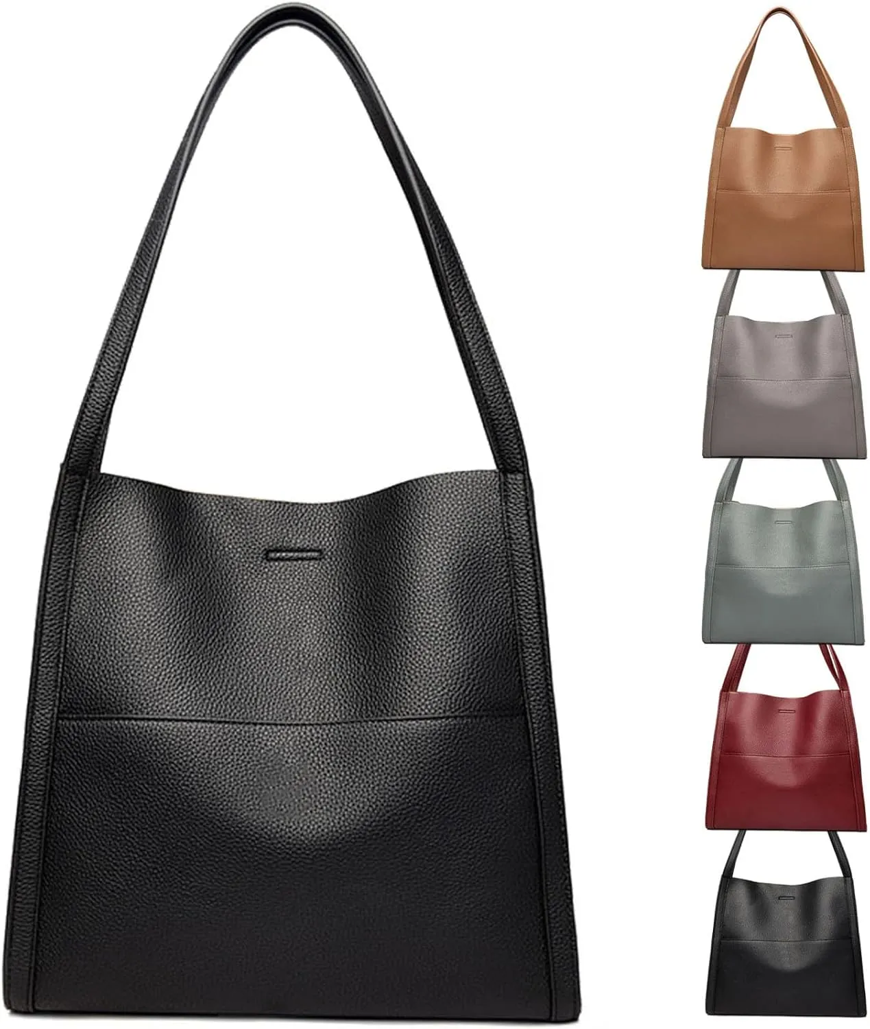 Emboadlie Solid Color Simple Genuine Leather Shoulder Bag, Emboadlie Retro All-Match Vertical Crossbody Bag for Women