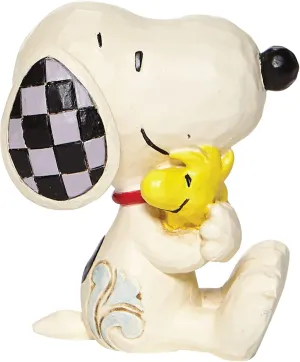 Enesco Peanuts by Jim Shore Snoopy Hugging Woodstock Miniature Figurine, 2.5 Inch, Multicolor