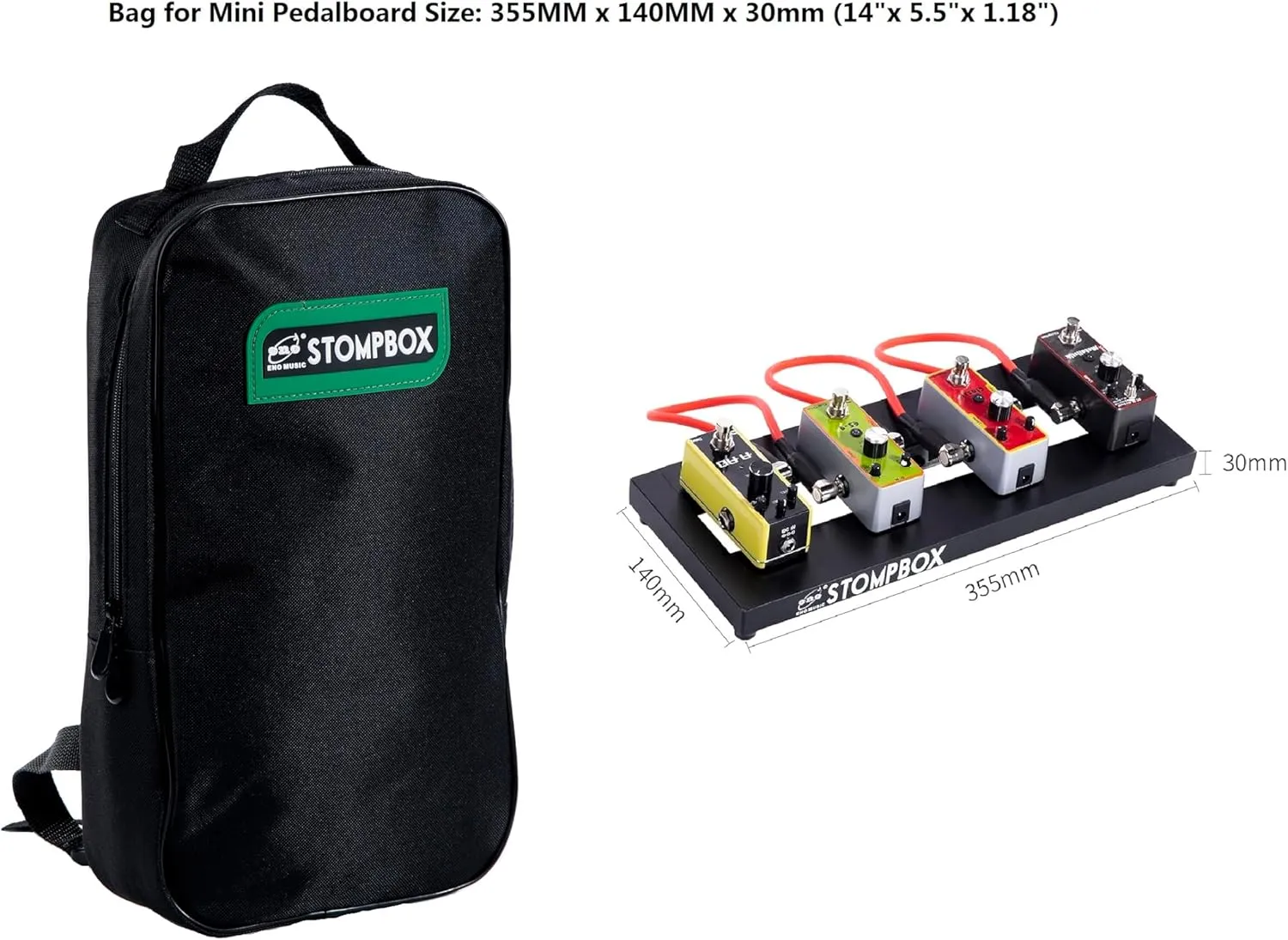 ENO MUSIC 14" Mini Pedal Board Bag Guitar Effects Compact Small Pedalboard Bag