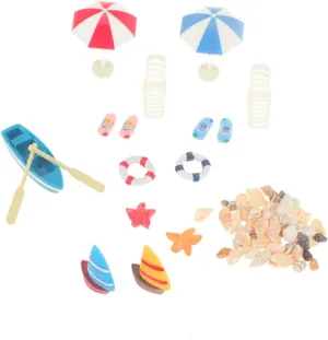 ERINGOGO 3 Sets 13pcs Miniature Beach Houses Set Beach Items for Boys and Girls Mini Seashells Toys Resin Boat Slippers for Mini House Sandbox Decorations