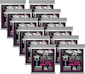 Ernie Ball 3123 Coated Titanium Super Slinky Electric Guitar Strings - 12 PACK