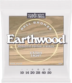 Ernie Ball Extra Light Earthwood Bell Bronze Acoustic Guitar Strings 10-50