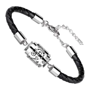 Essential Oil Diffuser Bracelet - Aromatherapy Stainless Steel Locket With Leather Adjustable Wristband for Mother's Day, Women & Men