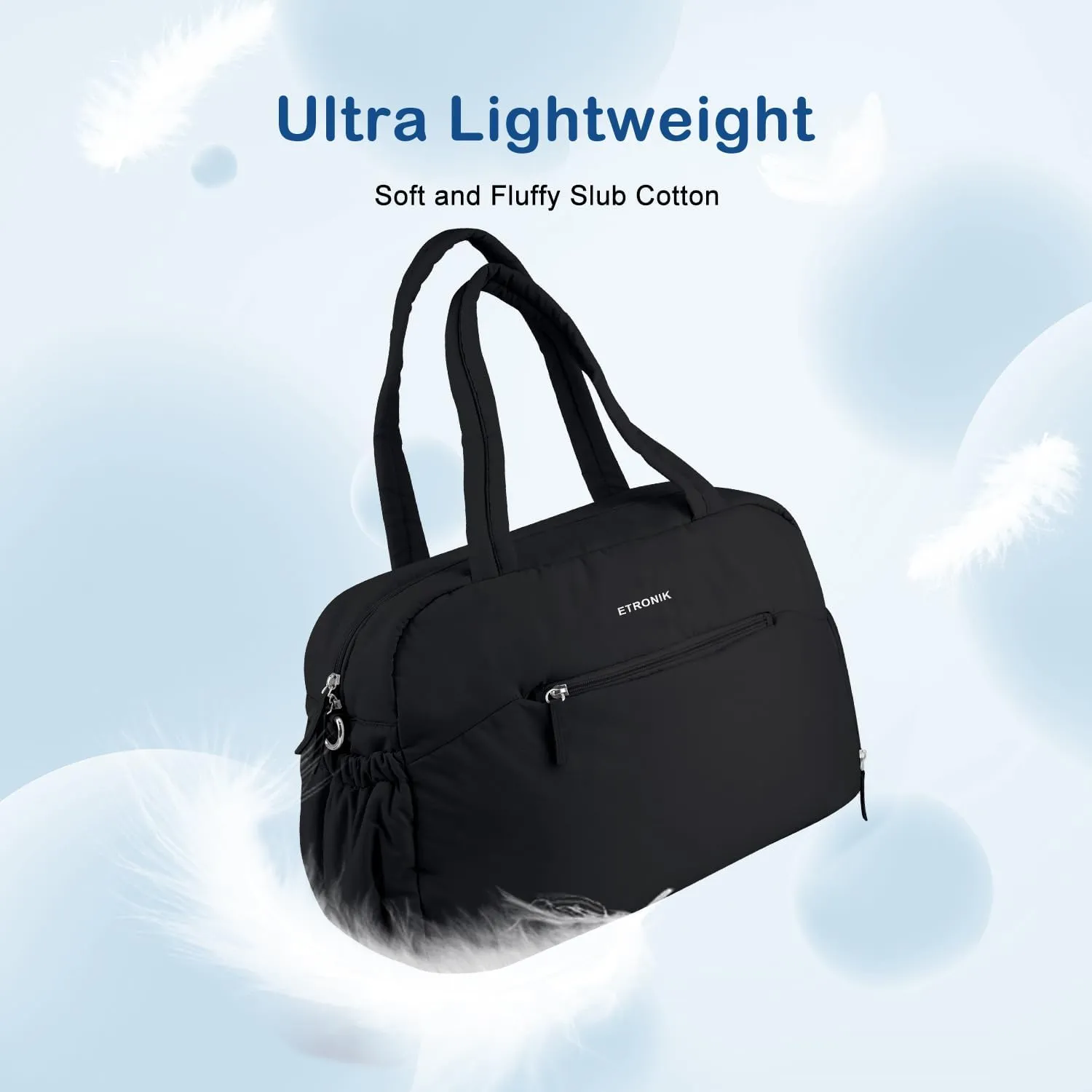 ETRONIK Gym Bag for Women, Weekender Bags for Women with Shoe Compartment, 30L Personal Item Travel Bag, Travel Duffle Overnight Carry on Bags with Wet Pocket, Black