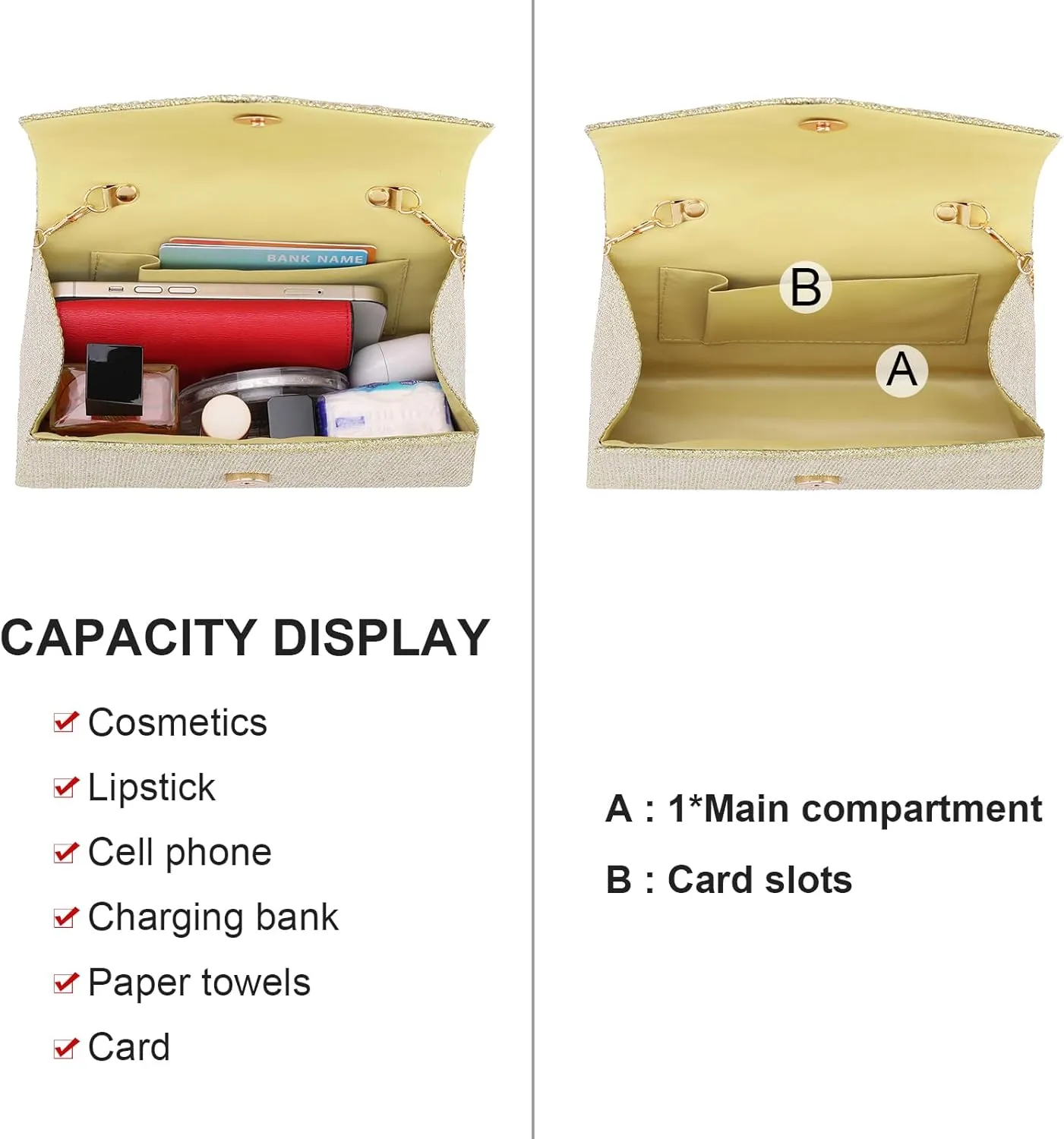 Evening Bag Sparkly Clutch Purses for Women Wedding Party Women's Shoulder Bag Crossbody Handbags