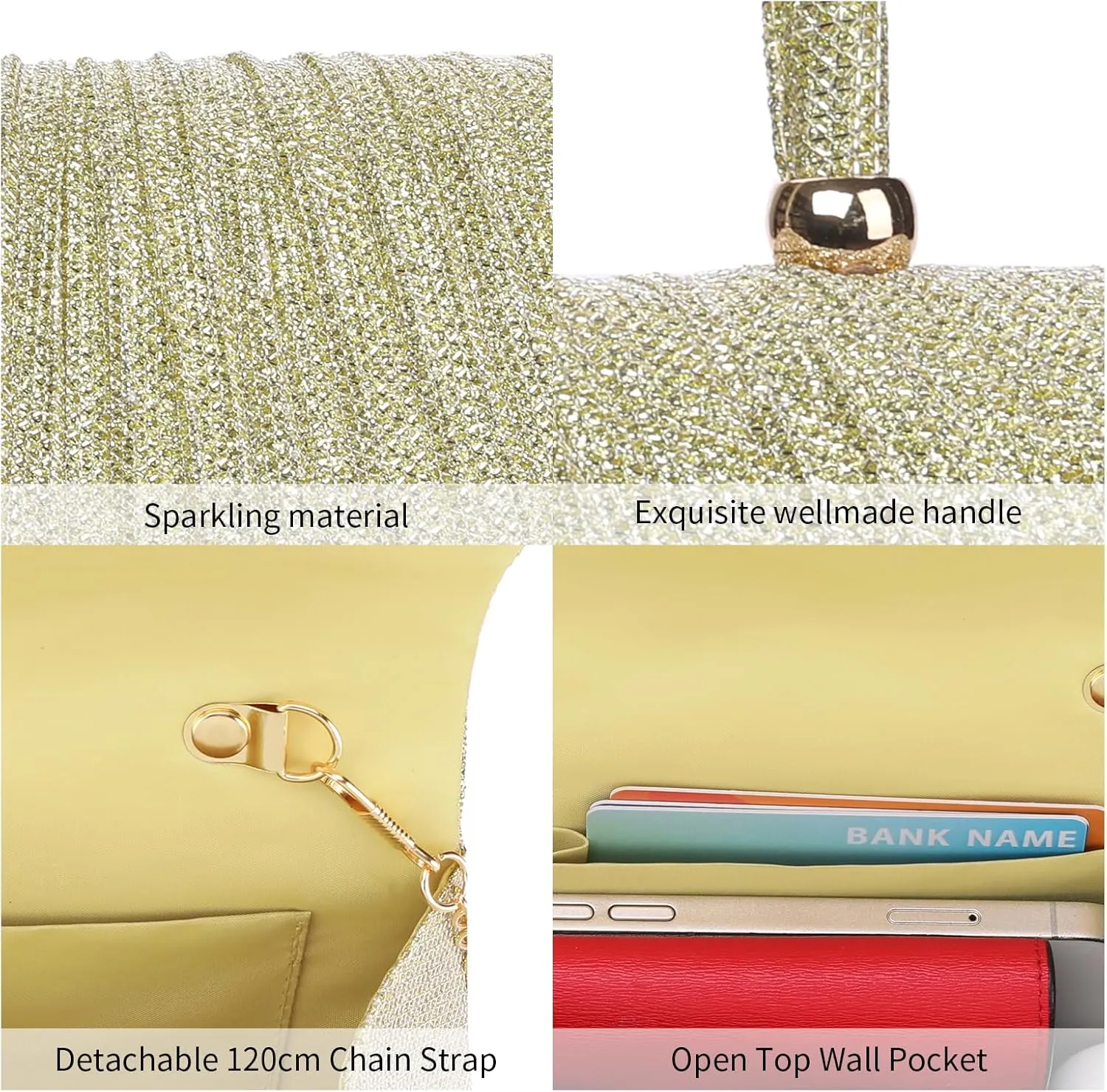 Evening Bag Sparkly Clutch Purses for Women Wedding Party Women's Shoulder Bag Crossbody Handbags