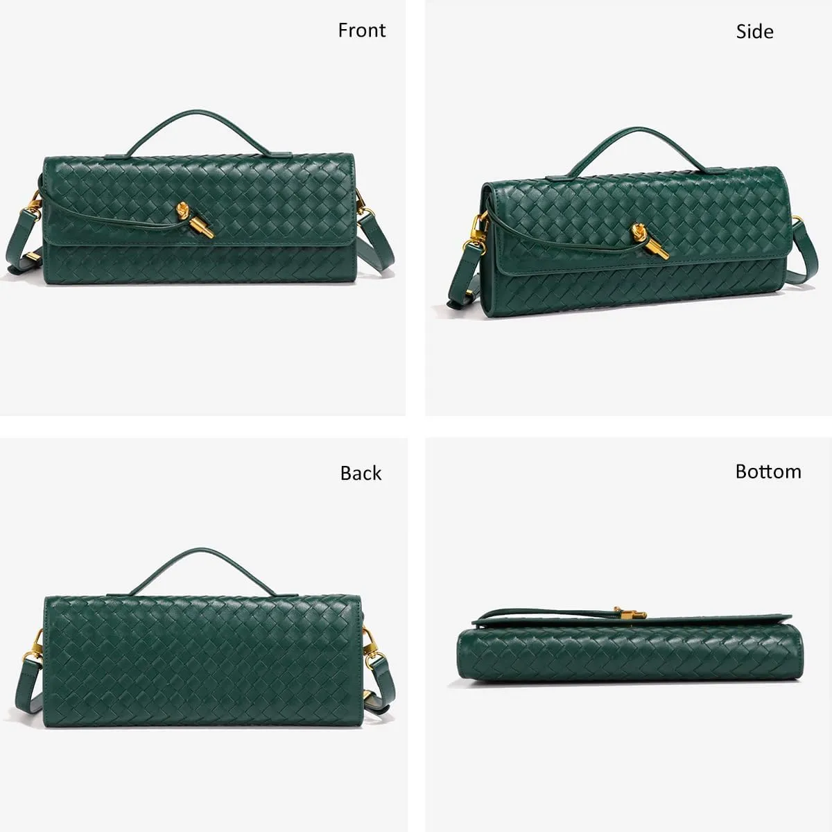 Evening Woven Crossbody Bags for Women Casual Fashion Shoulder Handbag Vegan Leather Clutch Purse