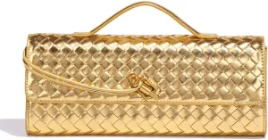 Evening Woven Crossbody Bags for Women Casual Fashion Shoulder Handbag Vegan Leather Clutch Purse