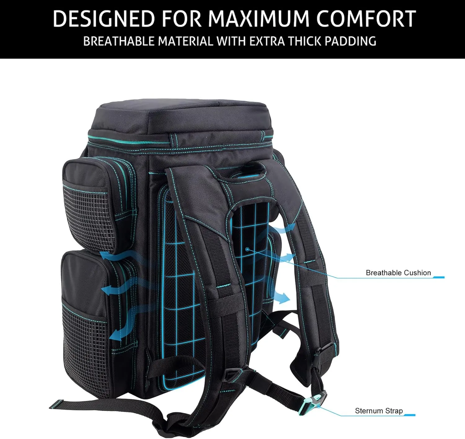 Evolution Fishing Drift Series Tackle Backpack – 3600, Outdoor Rucksack w/ 6 Fishing Tackle Trays, Heavy Duty