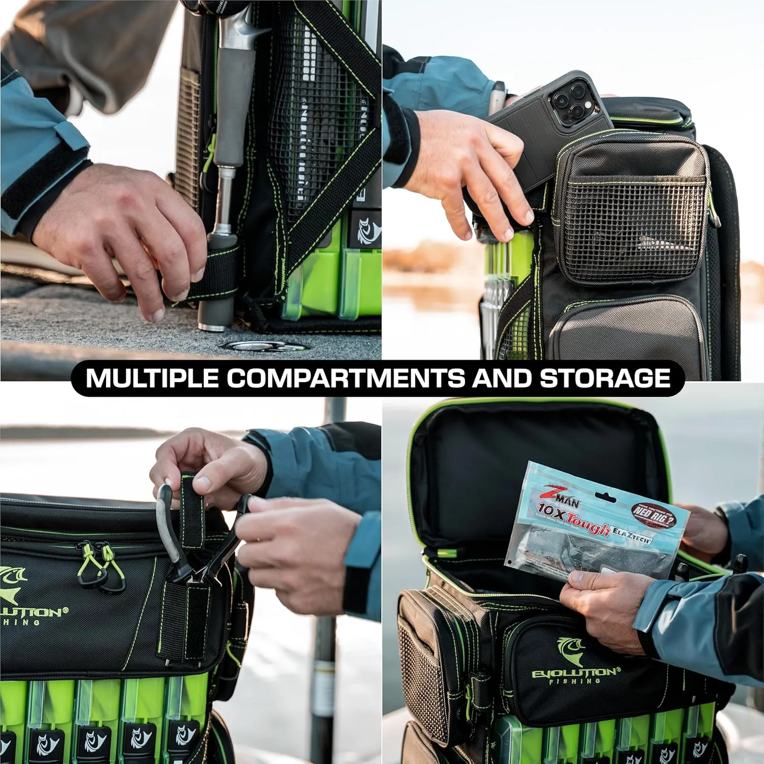 Evolution Fishing Drift Series Tackle Backpack – 3600, Outdoor Rucksack w/ 6 Fishing Tackle Trays, Heavy Duty