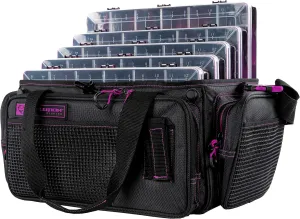 Evolution Outdoor Drift Series Topless Horizontal Tackle Bag – Outdoor Rucksack w/ 5 Fishing Tackle Trays, Padded Handle and Shoulder Strap, Plier Holster, Tackle Carrying Case
