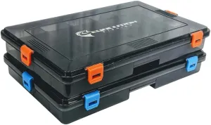 Evolution Outdoor Waterproof Smoked Black [2 pack] 4 Latch 3600 Fishing Tackle Tray Box with Removable Compartments Buoyant Lure Tray Utility Box Storage
