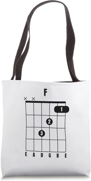 F Major Guitar Chord Music Instrument TAB Guitarist Tote Bag