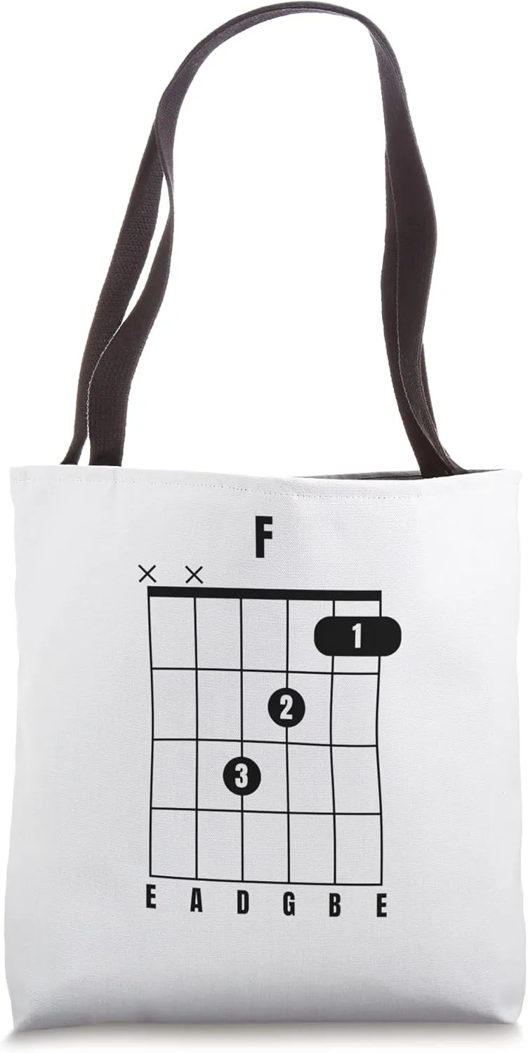 F Major Guitar Chord Music Instrument TAB Guitarist Tote Bag