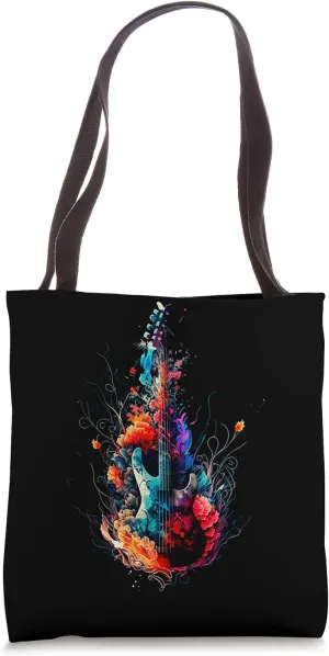 Fans guitar syringes art artistic colourful vegetation. Tote Bag