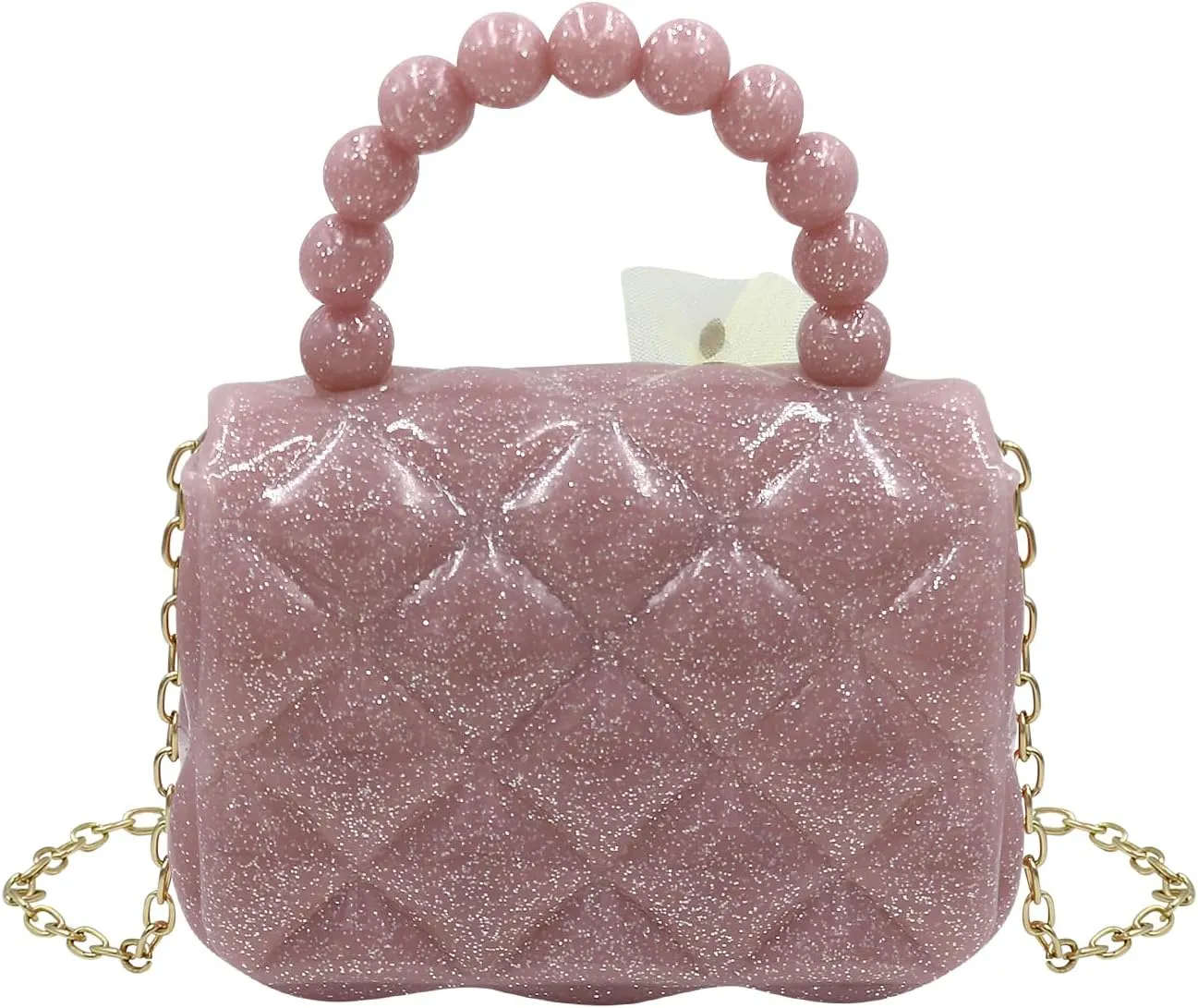 Fashion Candy Color Handbag Satchel Mini Pink Jelly Purse Jelly Shoulder Bag Crossbody Purse with Mermaid Sacles Tail(Small)
