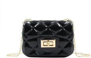 Fashion Candy Color Handbag Satchel Mini Pink Purse Jelly Shoulder Bag Crossbody Purse with Pearls Handle Chain Strap(Small)