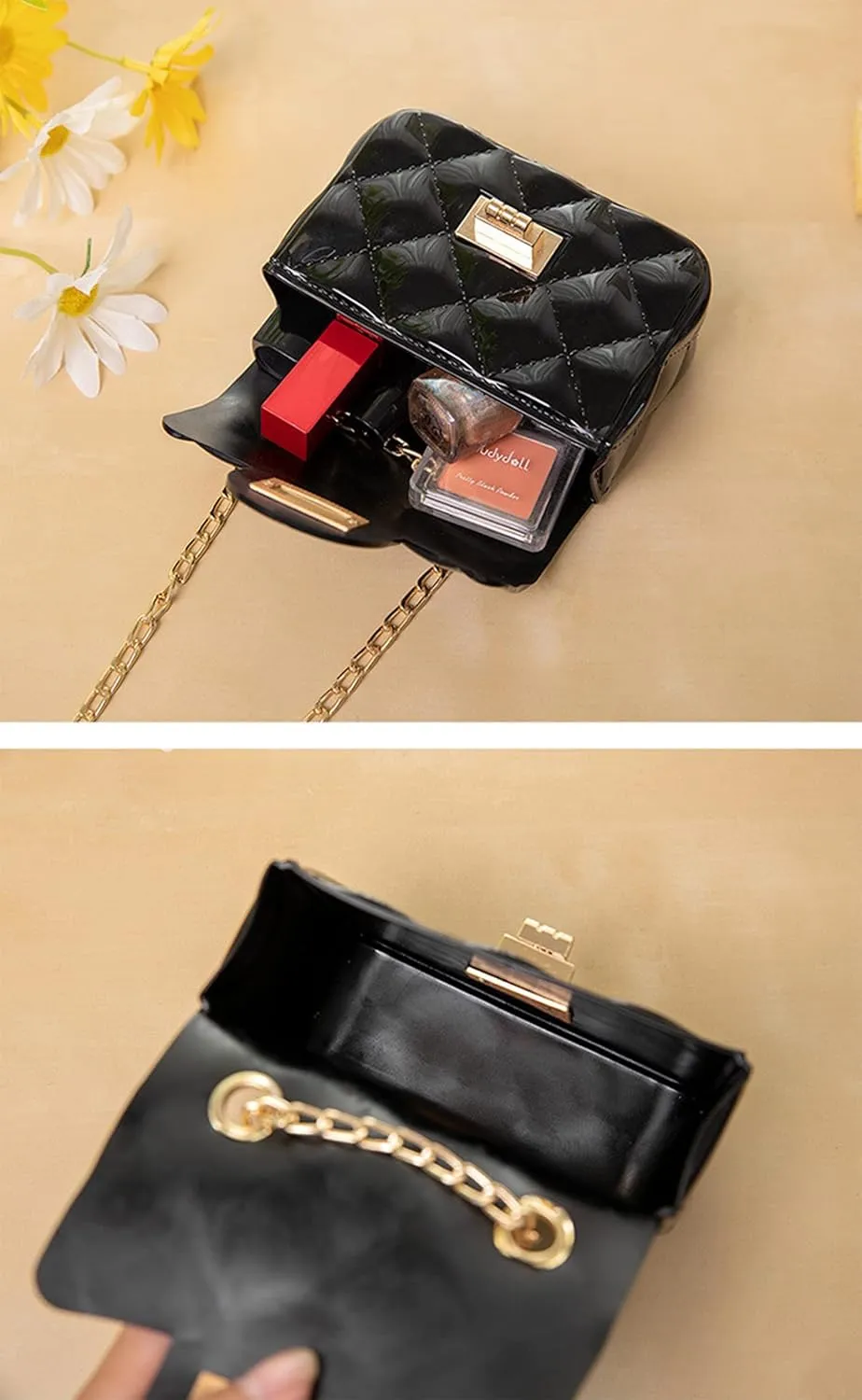 Fashion Candy Color Handbag Satchel Mini Pink Purse Jelly Shoulder Bag Crossbody Purse with Pearls Handle Chain Strap(Small)