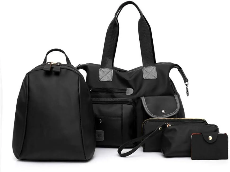 Fashion Women 4pcs Bag Set Nylon Soft Handbag Should Bag Tote Clutch