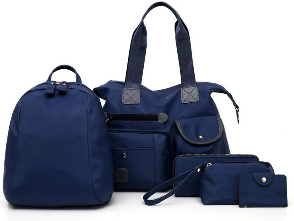 Fashion Women 4pcs Bag Set Nylon Soft Handbag Should Bag Tote Clutch