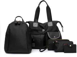 Fashion Women 4pcs Bag Set Nylon Soft Handbag Should Bag Tote Clutch