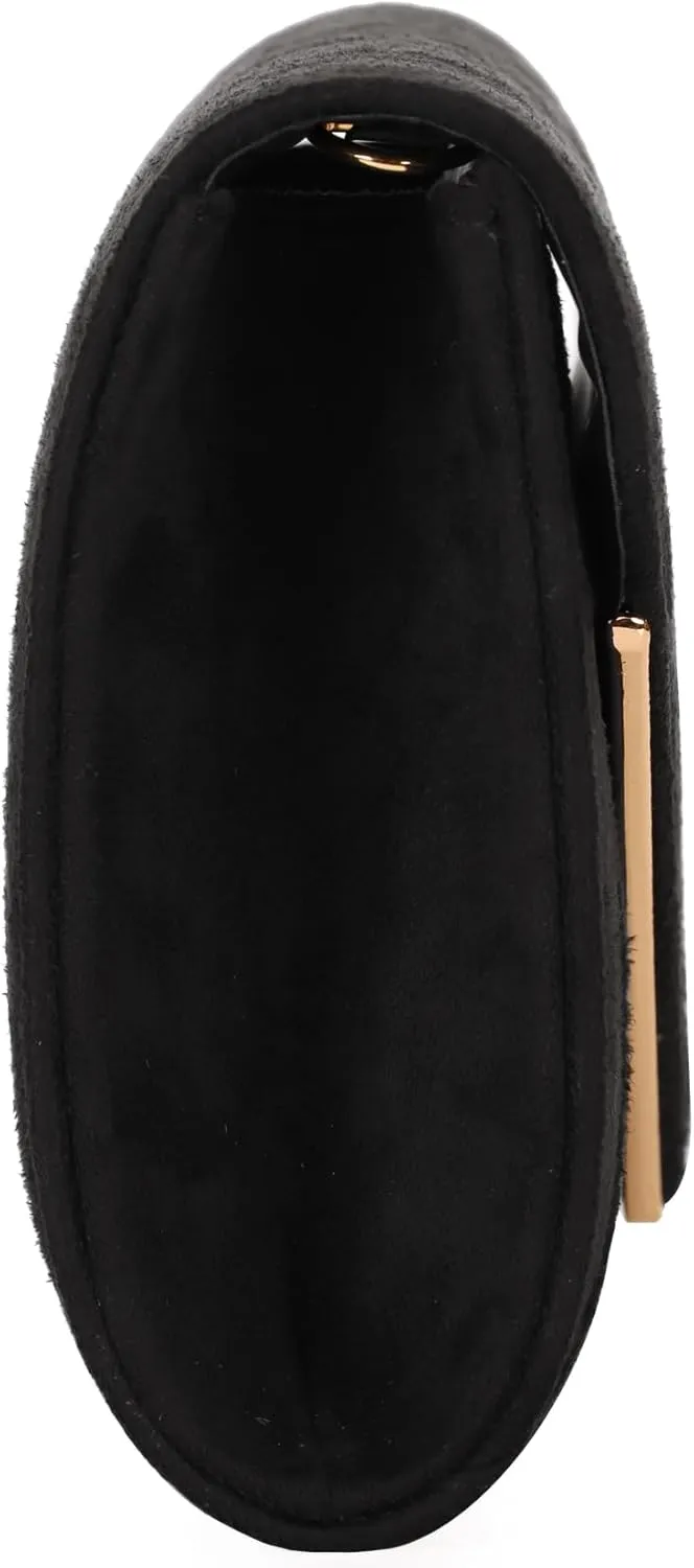 Faux Suede Women Evening Bag Foldover Clutch Purse Cocktail Prom Party Formal Envelope Handbag